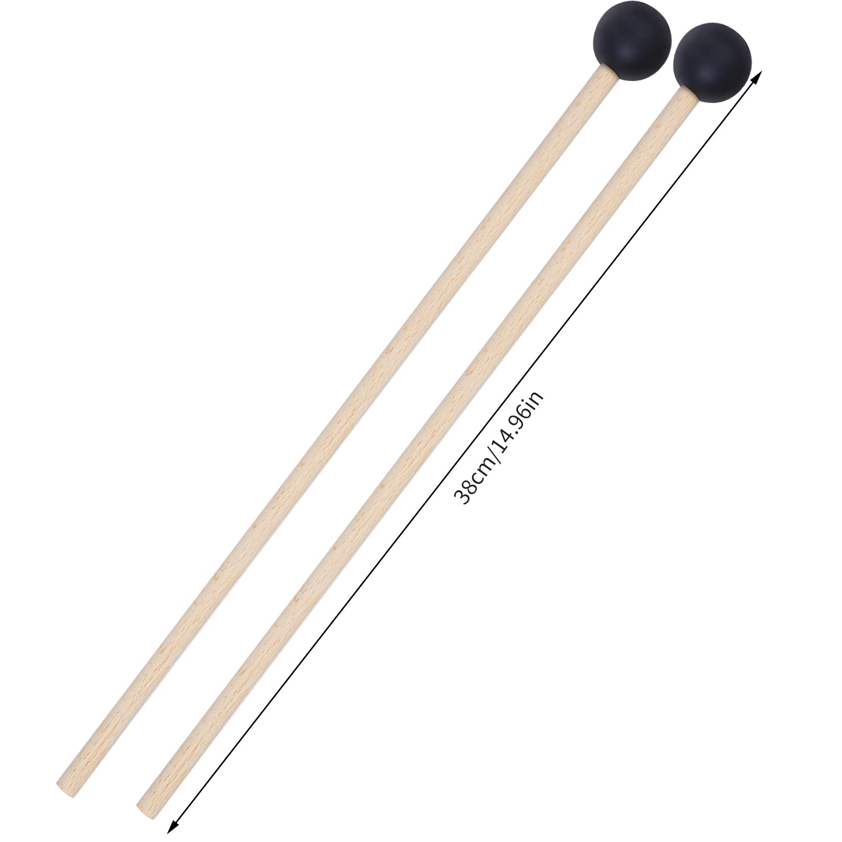Keyboard Mallets Percussion Mallets With Wood Handle Soft Rubber Heads For Tongue Drum 15 Inch Long